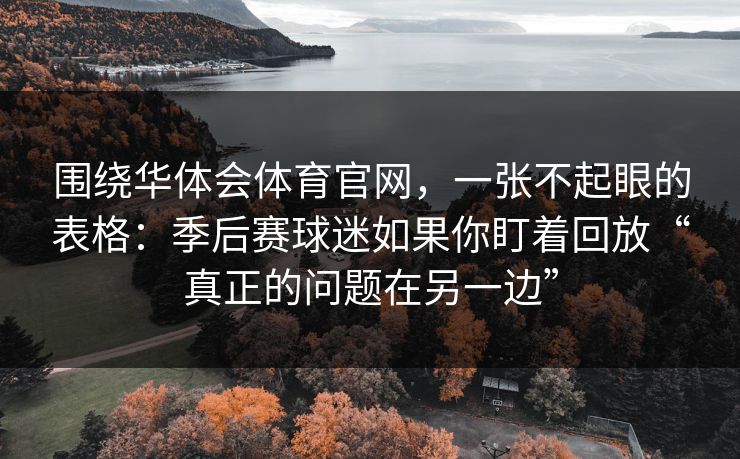 围绕华体会体育官网，一张不起眼的表格：季后赛球迷如果你盯着回放“真正的问题在另一边”